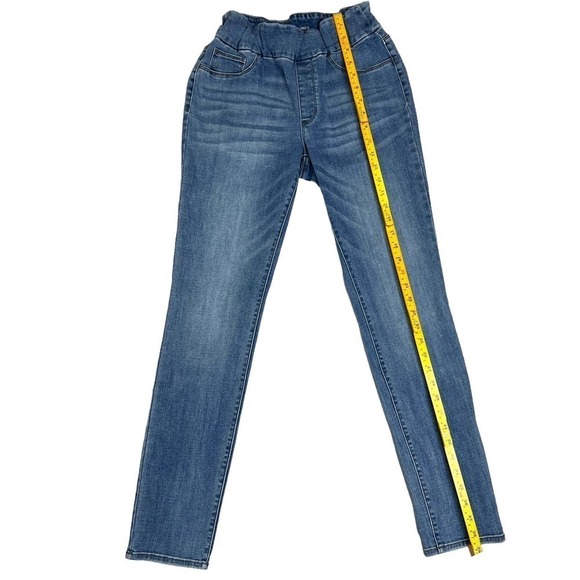 Chicos Pull on Paper Bag Waist High Rise Medium Wash Jeggings Size 6 - Picture 10 of 15
